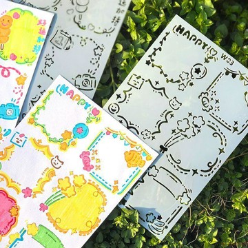 精選好物🌈簡筆畫邊框鏤空繪畫模板學生手抄報手賬diy相冊手繪塗鴉臨摹神器