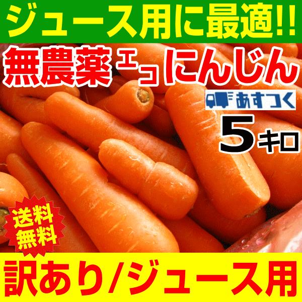 LINEショッピング　訳あり　【送料無料】エコにんじん　5kg　無農薬にんじん　出荷中/あすつく】人参ジュースに最適　5kg　加工/ジュース用　無農薬人参