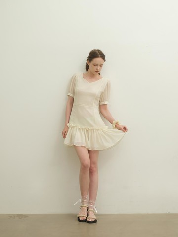 Frill Mini Dress [Cream]