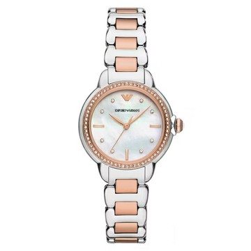 EMPORIO ARMANI 亞曼尼 Mia系列 AR11569 摩登經典輕奢仕女錶 玫瑰金x銀色錶帶  32MM｜樂天全館特惠中★指定刷卡回饋10%