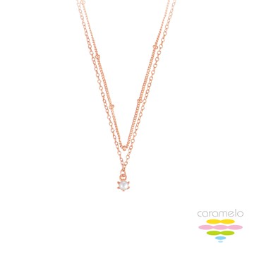 彩糖 淡水珍珠項鍊 玫瑰金純銀項鍊 CL-PP20