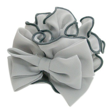 【Charme】日韓新品 優雅蝴蝶結雪紡髮圈 灰色