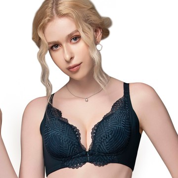 【思薇爾】S挺美力系列B-D罩無鋼圈前扣背心型蕾絲包覆塑身內衣(耀映綠)