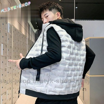 ダウンベスト メンズ フード付き 　ライト トレンド 軽量 カップル　中綿　ダウンコート ジップ ジャンパー 秋冬 男女兼用 ダウンジャケット
