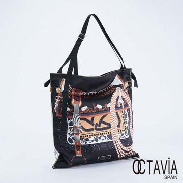 OCTAVIA 8 -  法國情人 雙面方形絲巾布面軟包 肩背包, 斜背包 -  絲巾黑白