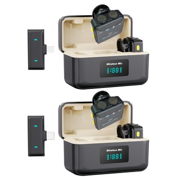 wrm-sx23-2 帶數顯充電盒無線磁吸/背夾領夾雙立體收音麥克風 雙麥 蘋果接頭/type-c