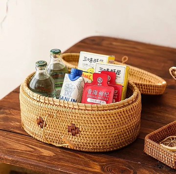 藤條收納盒  越南藤橢圓形籐編收納