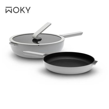 【WOKY 沃廚】Ticera系列哈哈鍋2.0雙鍋組-26cm淺煎+28cm深煎