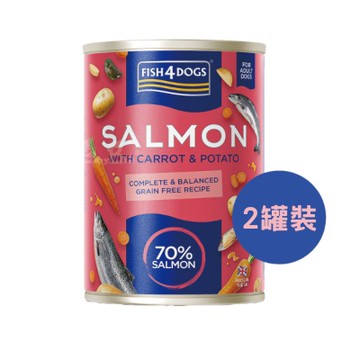 海洋之星FISH4DOGS 無榖低敏 鮭魚主食犬罐-胡蘿蔔&馬鈴薯 395g 2罐裝