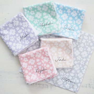 【客製化姓名】小碎花手帕 方巾 質感碎花圖案 /01