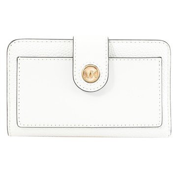 MICHAEL KORS MK CHARM 金屬LOGO扣式簡易零錢中夾.白