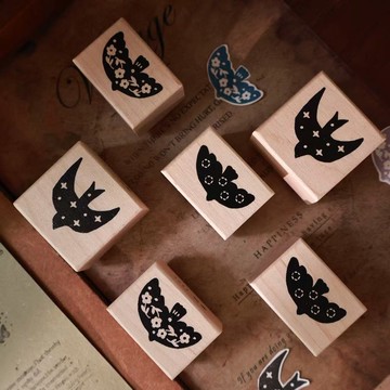 鹽繫手帳【飛鳥印章】進口紅橡膠楓木印章