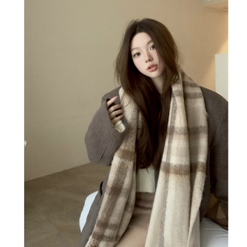 【太妮絲Z159-2】現貨 韓系 仿羊絨格紋圍巾 加厚 保暖 披肩 圍脖 親膚不刺癢 圍巾 大圍巾 格紋 格子 馬海毛
