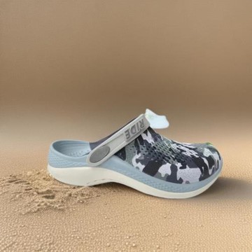 新款夏季新款克駱格二代印花洞洞鞋情侶輕便防滑沙灘鞋男女涼鞋