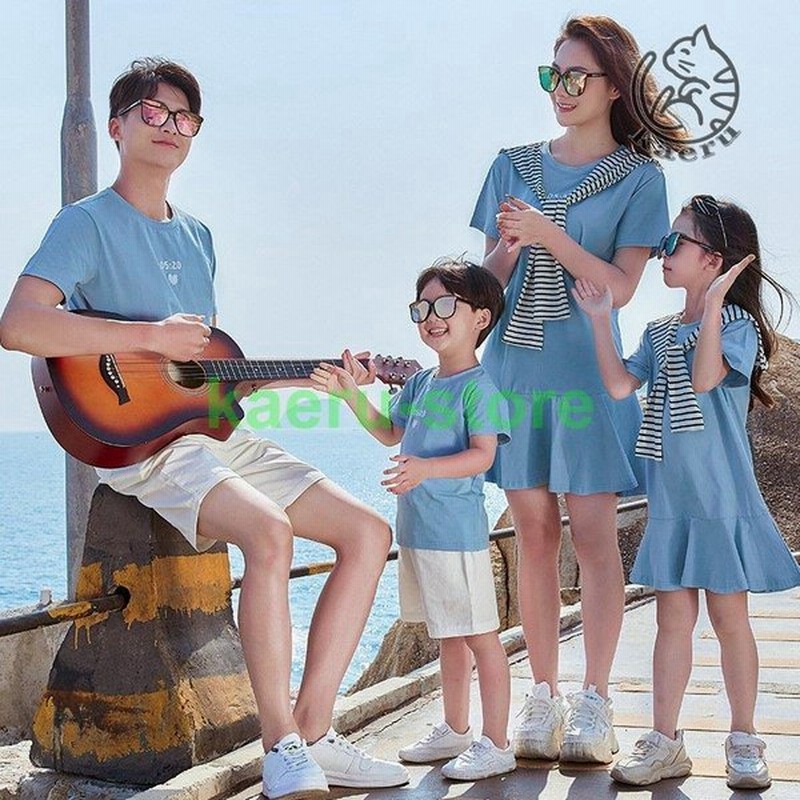 親子コーデ 親子 ペアルック 夏 メンズパパママと子供お揃い レディースワンピースtシャツ 親子ワンピース Tシャツ キッズ男の子女の子ペアルック 通販 Lineポイント最大0 5 Get Lineショッピング