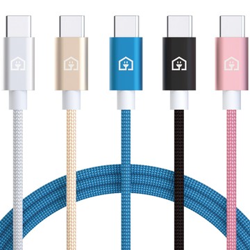 Home Planet Type C 編織快充線5入組  1.5m  銀色+金色+藍色+黑色+粉色  1組