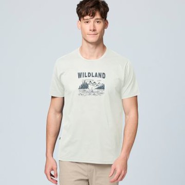 【WILDLAND荒野】男輕量抗UV吸排快乾機能印花T199北歐白