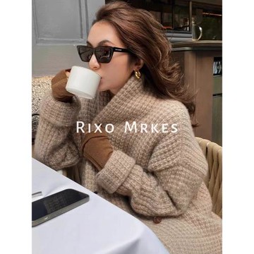RIXO DORE法式高級美拉德老錢風軟糯慵懶針織毛衣外套中長款秋冬