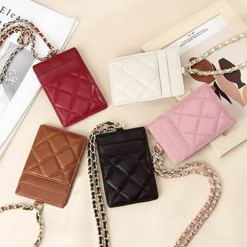 羊皮卡套 證件卡套 證件套 菱格鏈條包 真皮證件套 掛繩證件套 證件夾 卡夾 鏈條包 卡包 識別證 韓國卡夾 103