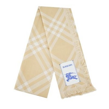 BURBERRY格紋絲毛混紡圍巾(沙色)