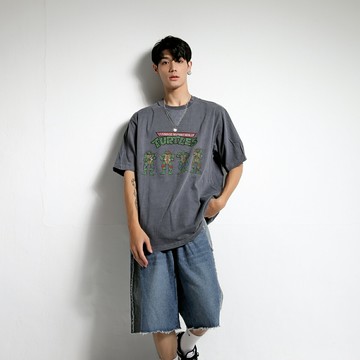 【JPG】水洗復古T恤 TURTLES 美式圖案上衣 街頭潮流