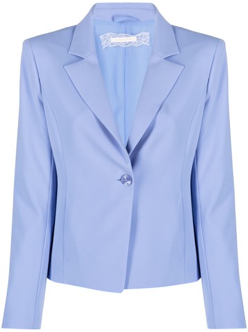 Patrizia Pepe - long-sleeve single-breasted blazer - women - Polyester/Elastane/Polyester - 44 - Blue