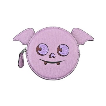 [平輸版] 【COACH】萬聖節限定藕紫色蝙蝠造型圓餅零錢包 真品平輸