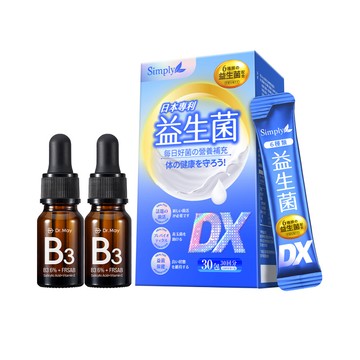 iQueen獨家【Dr. May】美博士專業B3水楊酸精華(10ml)x2+【SIMPLY新普利】日本專利益生菌DX(30入/盒)