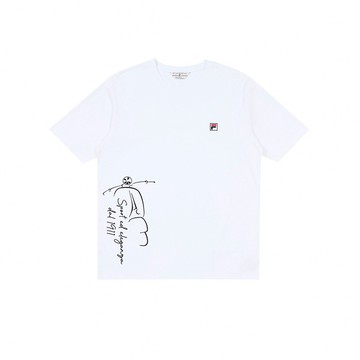 FILA 中性短袖圓領T恤-白色 1TEA-1401-WT