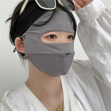 夏季防曬面罩全臉遮陽防紫外線薄透氣遮臉罩護額頭顯臉小面罩批發