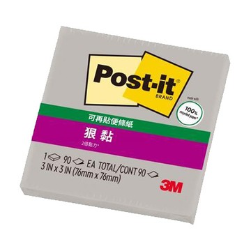 3M Post-it利貼狠黏便條紙/654-1SSPG/76x76mm/淺灰/90張/本