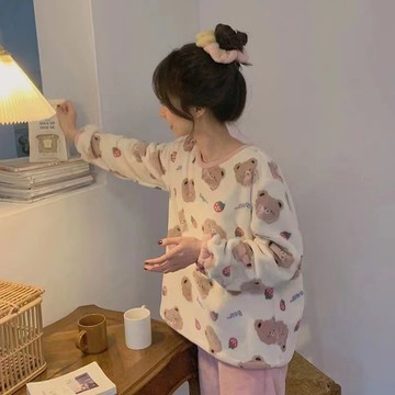 【唯家】睡衣冬天 冬天睡衣 睡衣 珊瑚絨睡衣 睡衣套裝 保暖睡衣 法蘭絨睡衣 睡衣套裝 棉