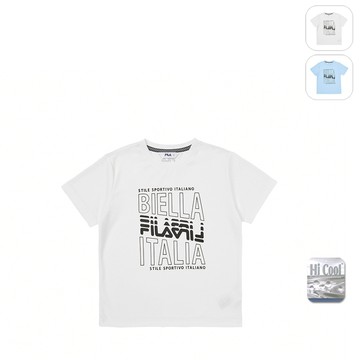 【FILA】KIDS 孩童款 吸濕排汗 短袖圓領上衣-白色 1TEY-4700-WT