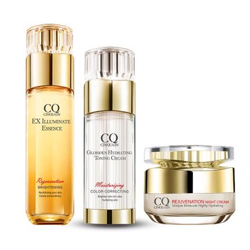 【CINQUAIN 思珂】璀璨光亮白撫紋3件組-(晶透活膚露+滋養熬夜霜+水透嫩提亮UV素顏霜)