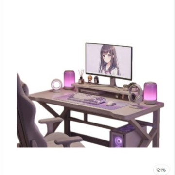 電腦桌/工作桌 電競少女 白色電腦桌 電競桌 女生臥室 家用 遊戲學習兩用 書桌 簡易桌子