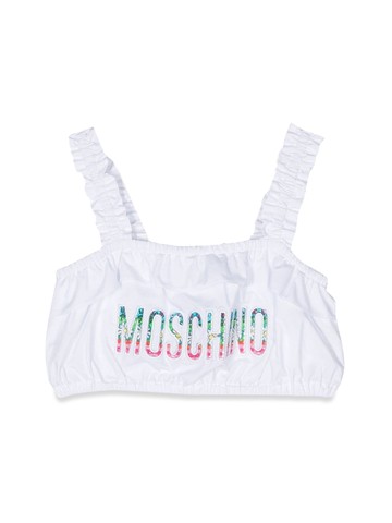 moschino headband top with logo straps