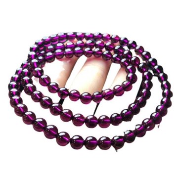天然紫牙烏石榴石手鏈多圈三圈女款手鏈女玻璃體水晶手串紫玫紅色