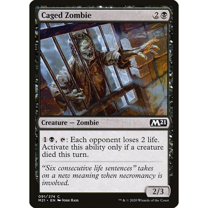 MTG □黒/英語版□ 《檻の中のゾンビ/Caged Zombie》☆FOIL☆基本 