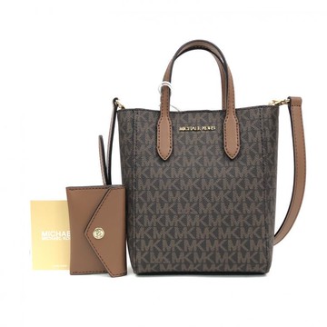 michael kors棕色老花皮革手提包