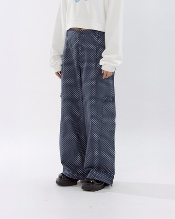 波點荷葉口袋設計長褲 兩色售 S/M