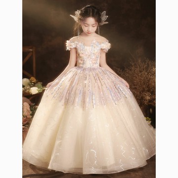 女童禮服高端輕奢小眾兒童生日公主裙花童主持人洋氣鋼琴演奏夏季