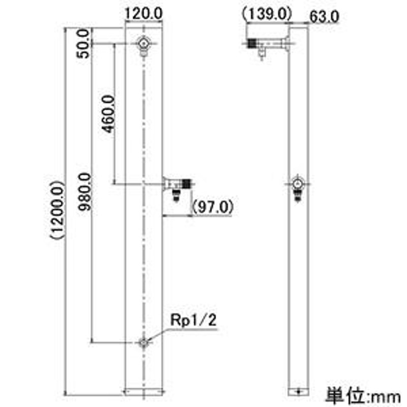 カクダイ ステンレス水栓柱 単水栓タイプ 取付ネジM16×1.0 長さ1200mm ホース接続用水栓付 ヘアライン仕上げ 624-107  LINEショッピング
