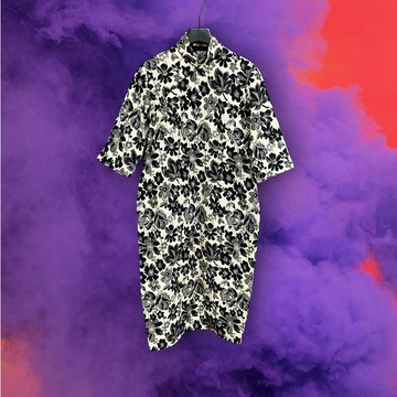 二手 黑米配色 毛料 織紋 略厚 古董訂製 長袖 旗袍 PF1215