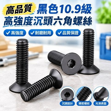 【高品質免運】M6/M8/M10 黑色10.9級高強度沉頭六角螺絲平頭螺絲