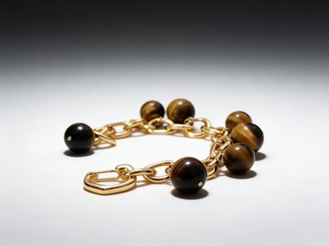 鎖金繩 | 14-16mm虎眼石24K金手鏈 閃電紋高品質 GraceLume设计