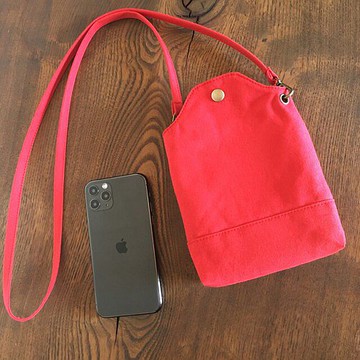 Kurashiki 帆布智能手機 Pochette Mini Sacoche 智能手機單肩包紅