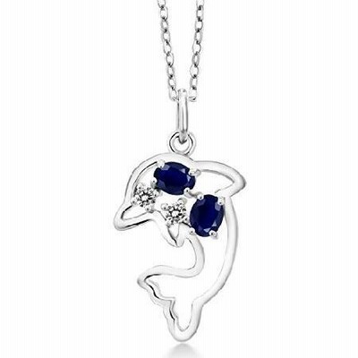 Gem Stone King 0.51カラット 天然 サファイア ネックレス ペンダント レディース 天然 ダイヤモンド シルバー925
