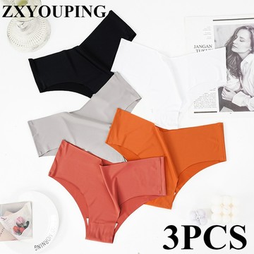 Zxyouping 1/3 件冰絲內褲無縫女式內衣中腰內褲透氣抗菌內褲批發 S-XL
