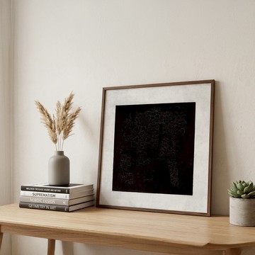 Black Square 1915 |馬列維奇(極簡抽象掛畫) - 楓木色鋁框-40x40cm