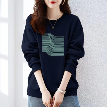 衣時尚 長袖T卹 印花上衣 大學T 原宿風保暖衫 M-2XL新款圓領無帽套頭衛衣顯瘦中長款遮肚洋氣上衣外穿-8364.